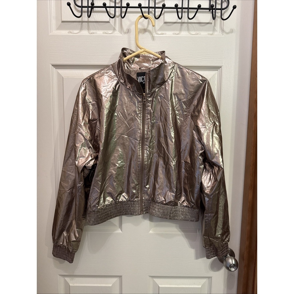 Women's VICTORIA SPORT Metallic Gold Jacket Size M-VICTORIA'S SECRET